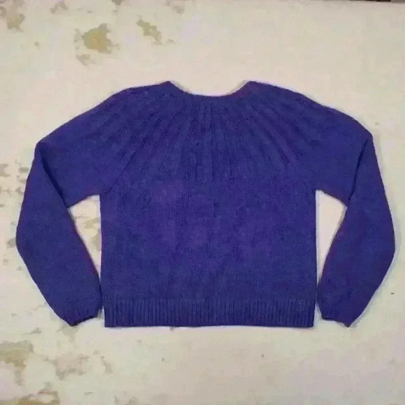 MARINE LAYER Royal Purple Knit Sweater Pleated Neck Merino Wool Women Small - Picture 12 of 12